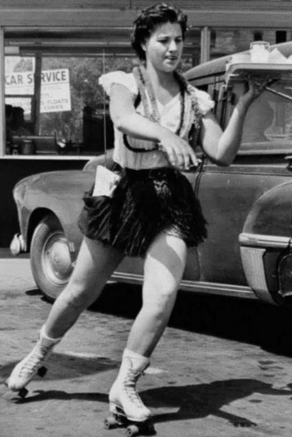 vintage roller skate waitress - Car Service Floats Comes